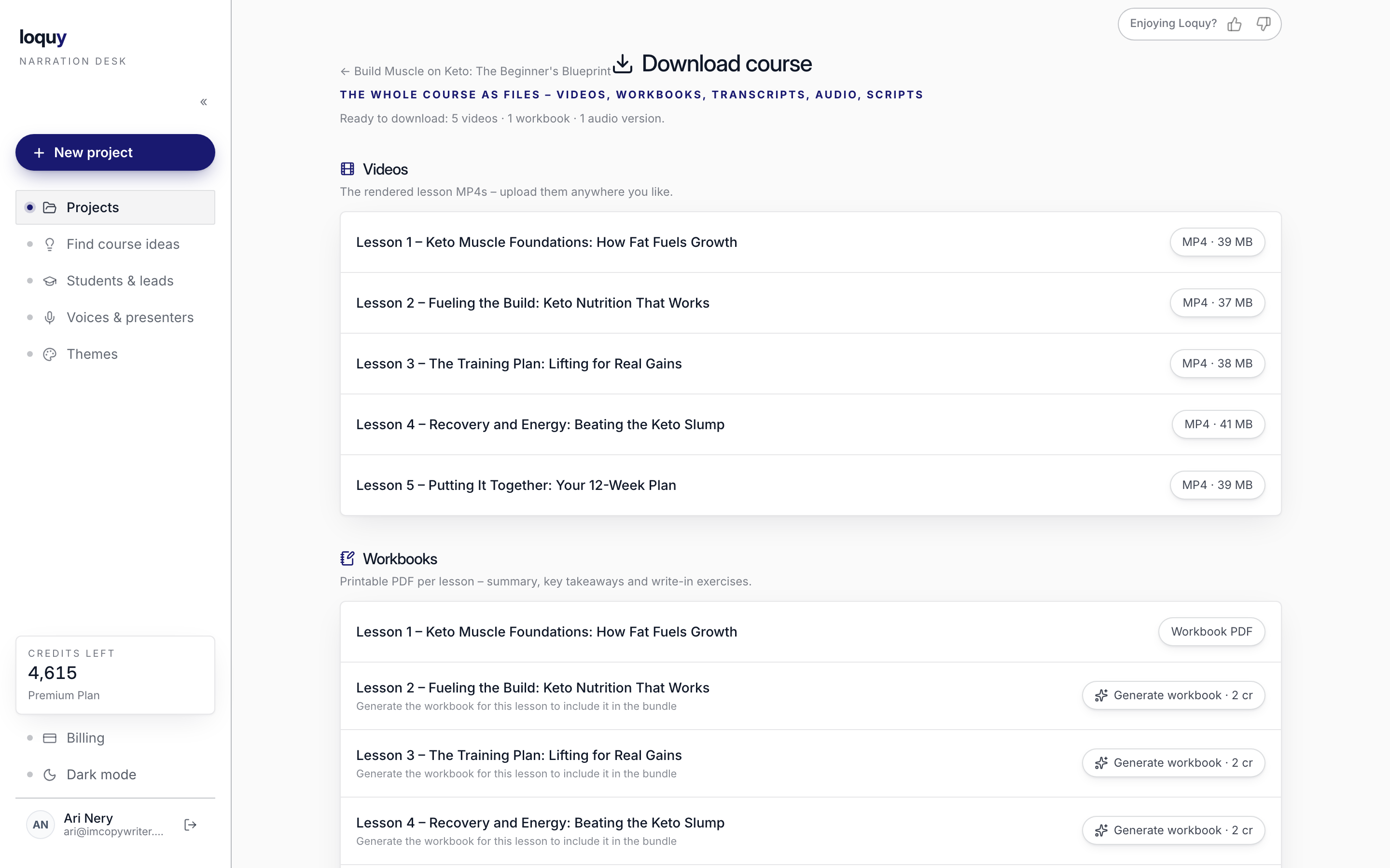 Downloading a complete Loquy course
